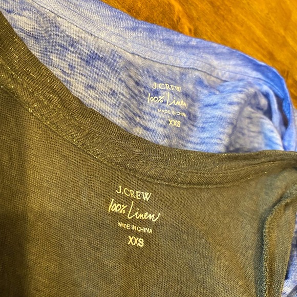 J Crew Lot: 100% Linen Gray Tank & Blue Pocket V neck Tee Size XXS - Picture 6 of 14
